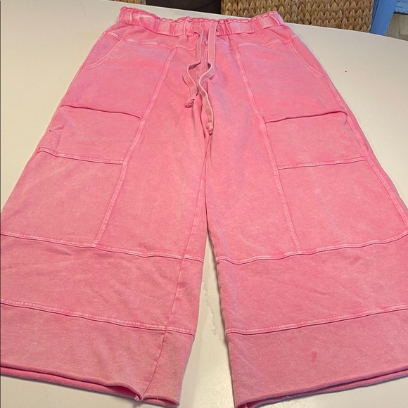 Easel pink cargo crop Drawstring Lounge Pants M - Picture 4 of 6